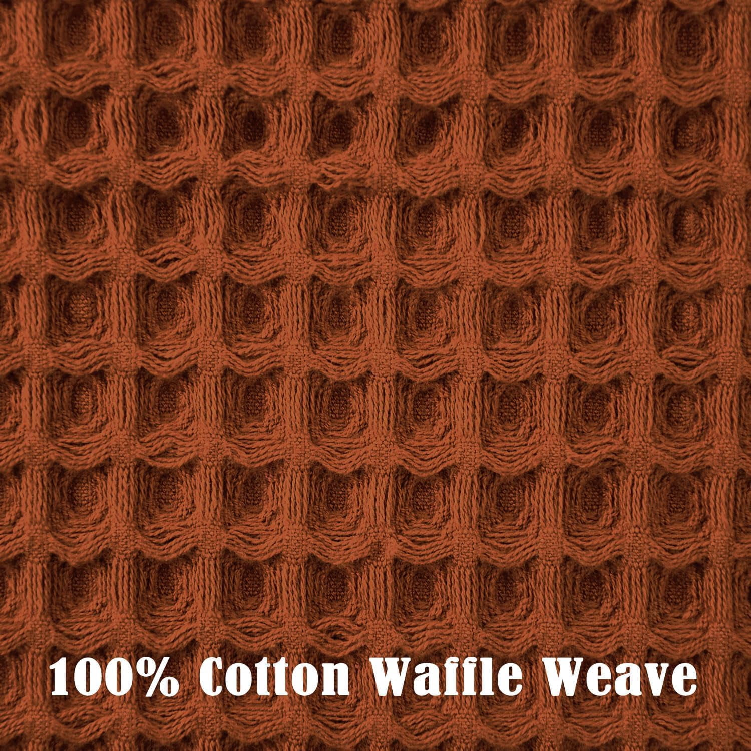 Waffle Hand Towels for Bathroom Kitchen 2-Piece (Rust) – Cotton Quick Dry, Super Soft, Absorbent Towels for Fall Decor, 13x29”