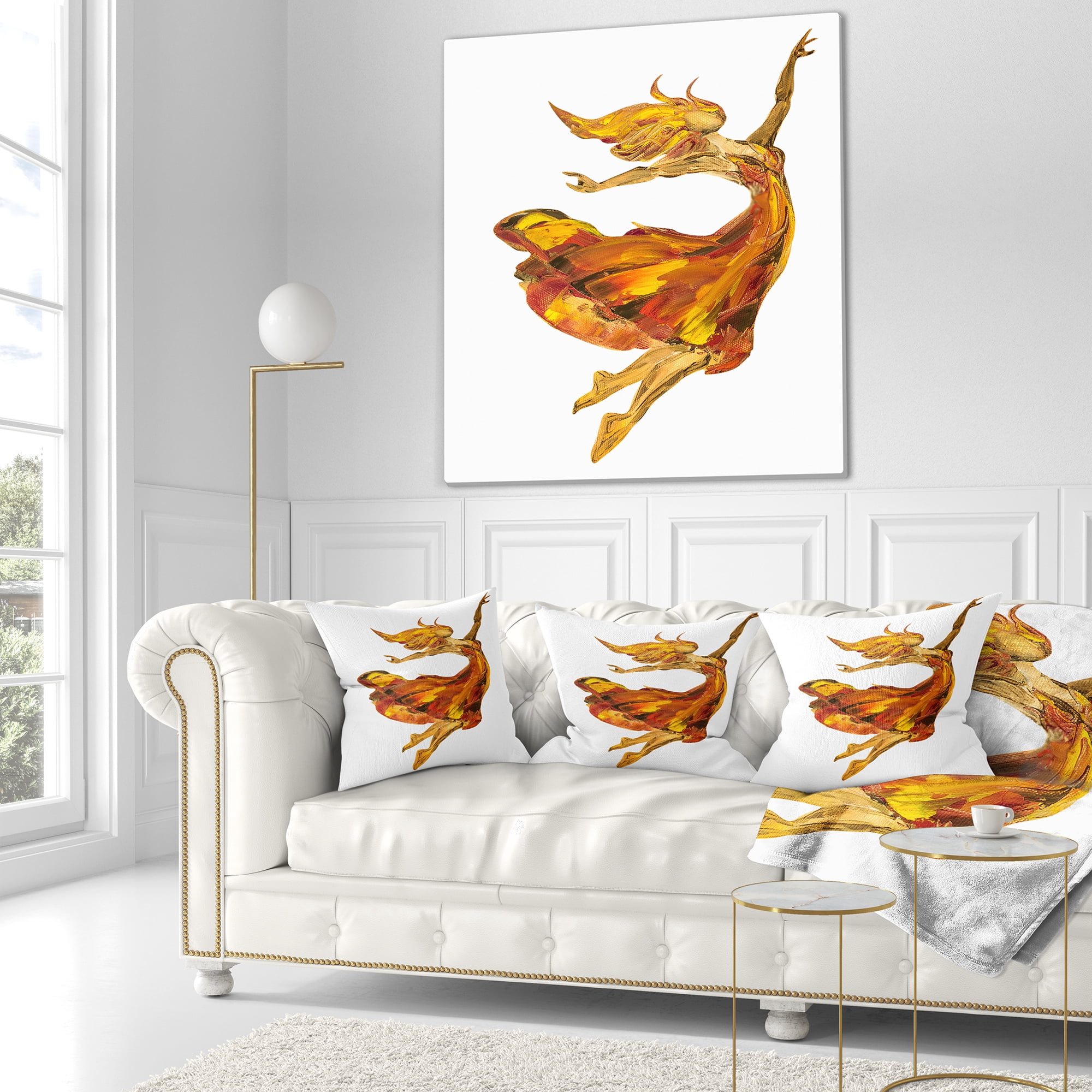 Designart Fire Ballerina - Portrait Throw Pillow - 16x16