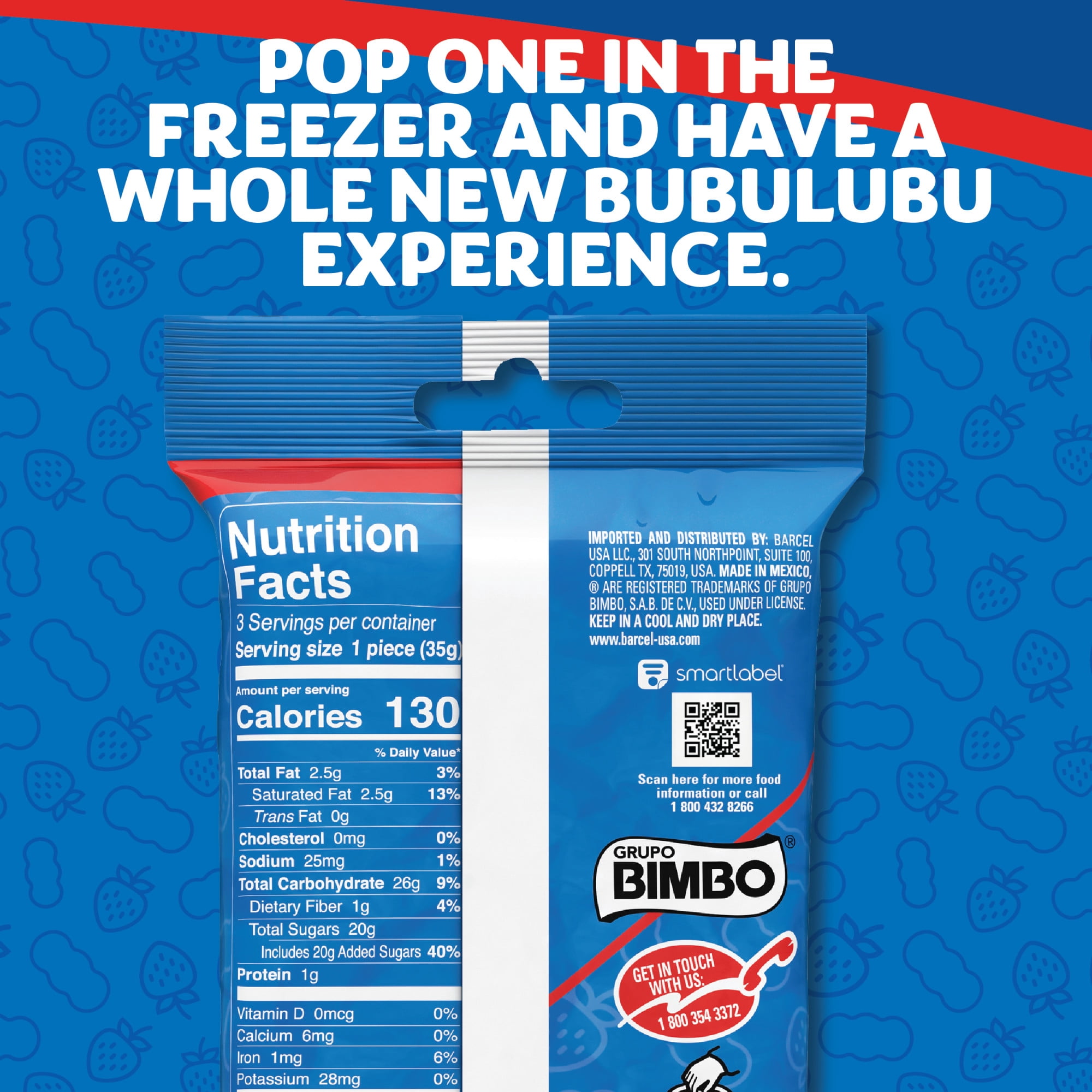 Ricolino Bubulubu 3 Ct Bag, 1.23 oz Chocolate Flavored Marshmallow Bar
