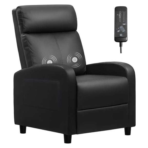Massage Recliner Chair, PU Leather Reclining Sofa, Living Room Single Seat, 90-160 Degree Recline, Ergonomic Design with Footrest