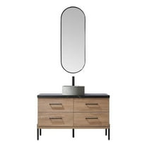 Trento 48" Single Concrete Sink Bath Vanity in North American Oak with Mirror