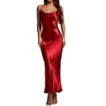 thumbnail image 1 of Vestido BELLA BARNETT satinado con tirantes finos sin espalda, rojo, 1 of 4