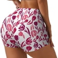 thumbnail image 2 of Sigee Tulips Flowers Print Women's High Waist Workout Shorts - Squat Proof, Tummy Control, Yoga and Gym Activewear-Medium, 2 of 9