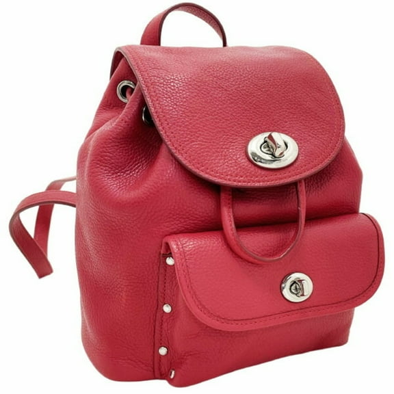 Pre-Owned Coach Mini Turnlock Backpack in Red Leather (F37581) - Women's Daypack... (Fair)