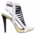 thumbnail image 3 of Womens Calvin Klein Nalo Strappy Dress Sandals - Black/White/Lemon, 3 of 6