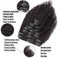 thumbnail image 3 of Benehair Clip In Human Hair Extensions Afro Kinky Curly Thick Full Head Double Weft Black African 100% Brazilian Virgin Remy Wavy Hair 8 Pieces, 3 of 12