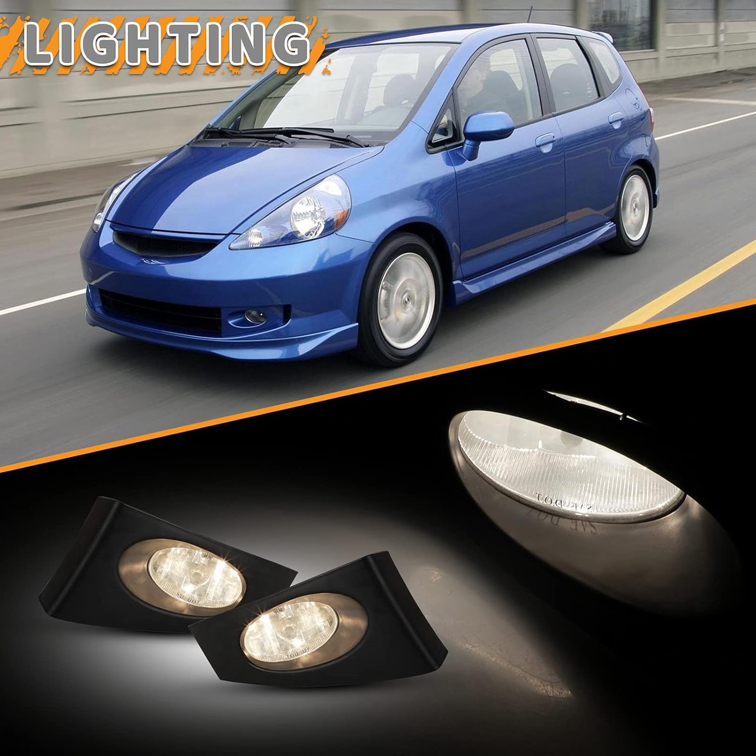 2Pcs Fog Lights Lamps Assembly for 2007 2008 Honda Fit Driver Passenger Replacement,Clear Lens