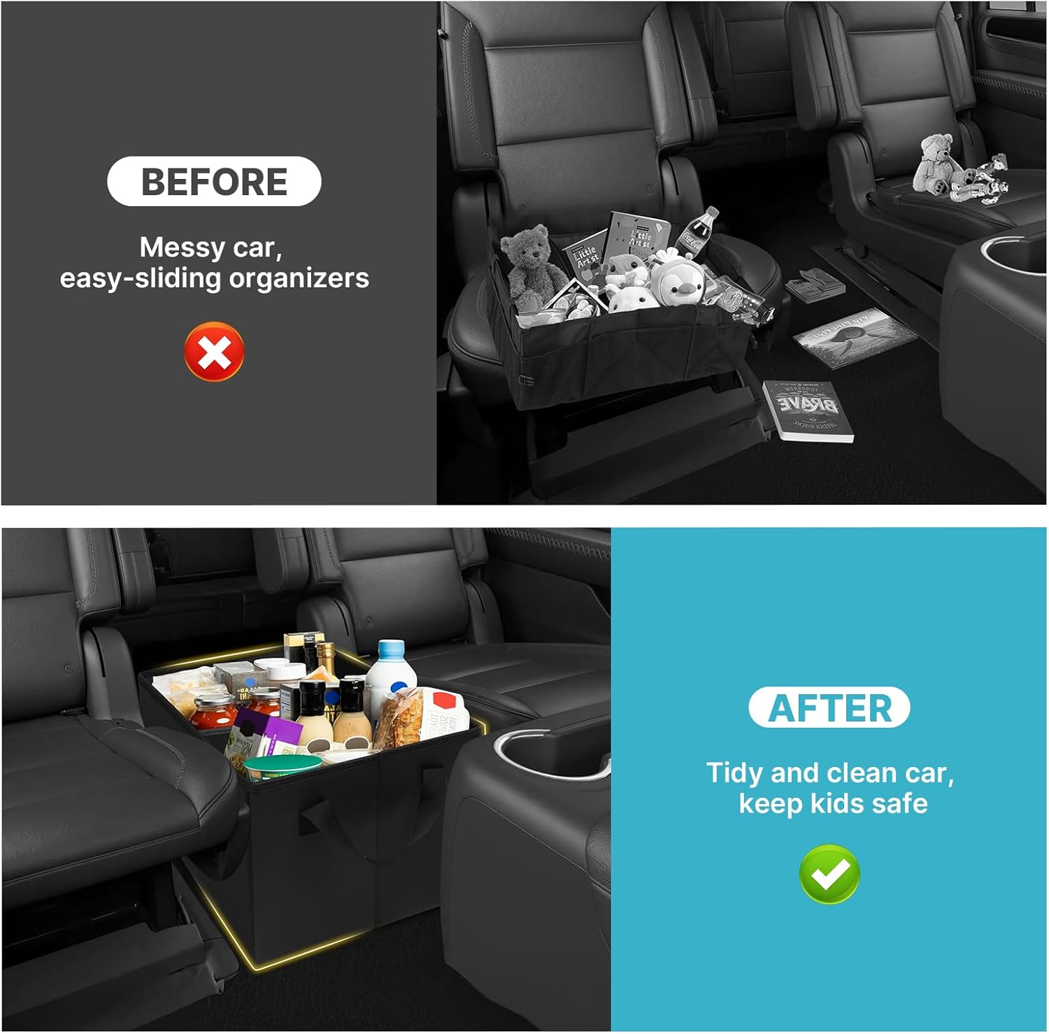 Car Seat Organizer for Ford Explorer 2020-2026, Console Organizer Backseat Toy Bin for Explorer, Seat Aisle storage Box for 6-Passenger Kids Dogs ST XLT Accessories