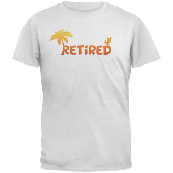 Retired Palm Tree White Adult T-Shirt - 2X-Large