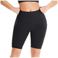 thumbnail image 7 of Abcnature Women's High Waist Yoga Shorts Compression Workout Running Bike Shorts with Side Pockets High Waisted Workout Shorts Athletic Running Shorts Black XL, 7 of 7