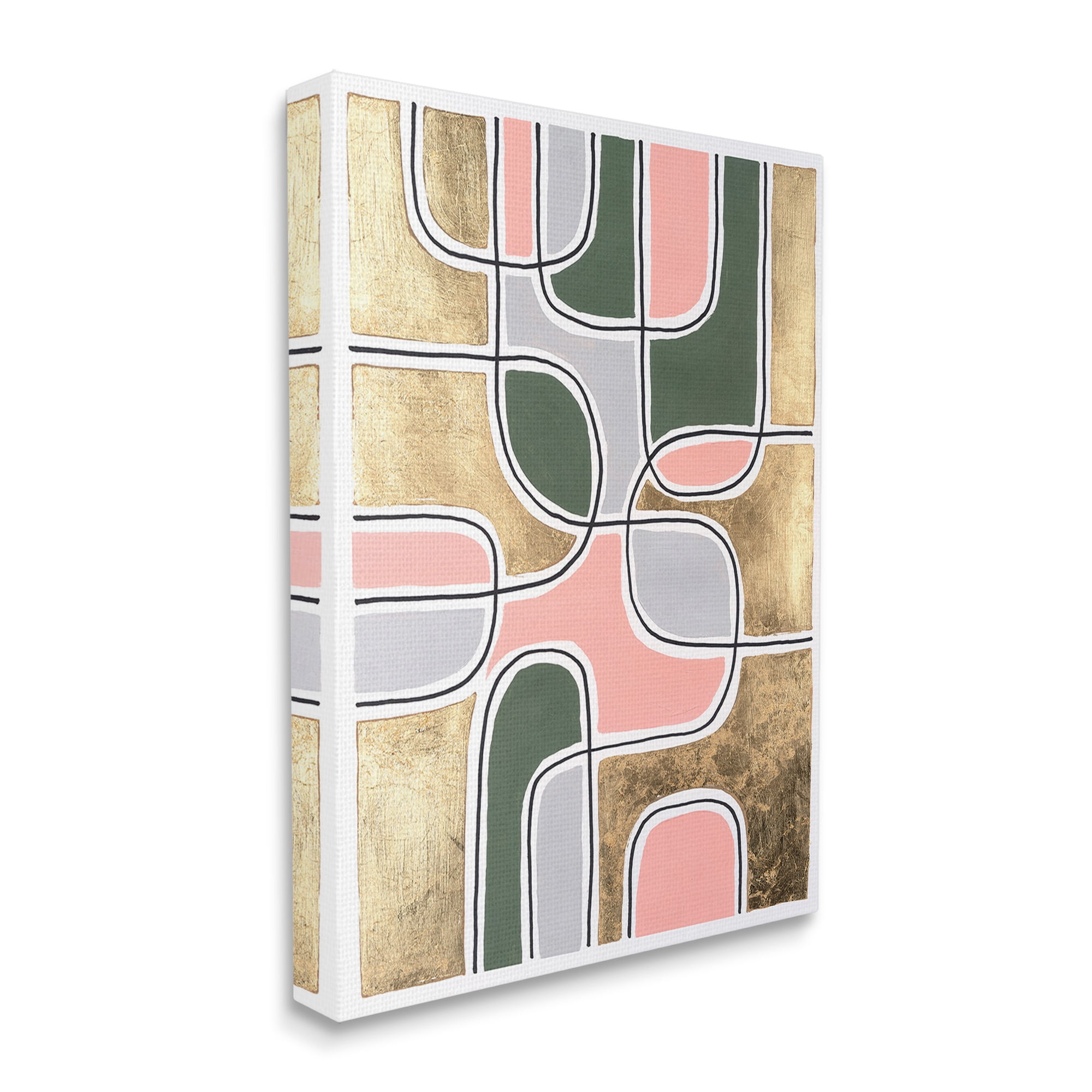 Stupell Industries Retro Glam Geometric Abstract Painting Gallery Wrapped Canvas Art Print Wall Art, 24 x 30