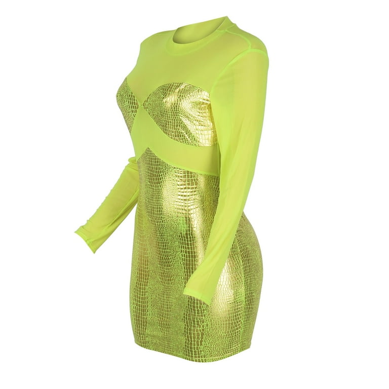 green emerald velvet dress SHEIN SXY Neon Green Off Shoulder Bodysuit Insert Hollow Out Bodycon Dress,  M1102283, Lime Green, S : Buy Online at Best Price in KSA