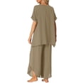 thumbnail image 3 of INSPIRE CHIC Women's Pajamas Casual Short Sleeve Loose Outfit Set Shirt Long Pants 2 Piece Sets L Khaki Green, 3 of 6