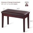 thumbnail image 2 of Costway Solid Wood PU Leather Piano Bench Padded Double Duet Keyboard Seat Storage Brown, 2 of 10