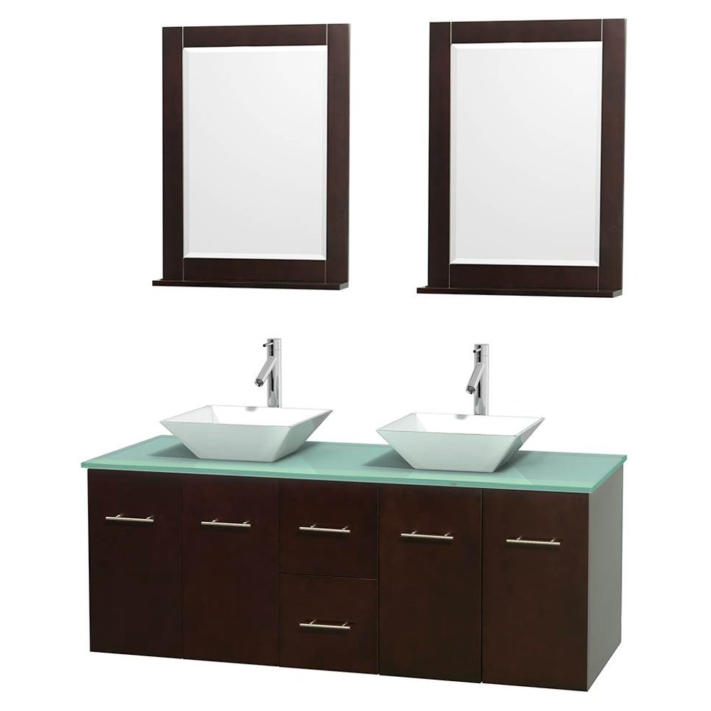 Bathroom Vanity with Green Glass Countertop