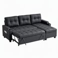 thumbnail image 6 of Ktaxon Convertible Sectional Sofa Bed, L‑Shaped Sleeper Couch with Storage Chaise, USB Port & Cup Holders, for Living Room Apartment Small Space PU, Black, 6 of 7