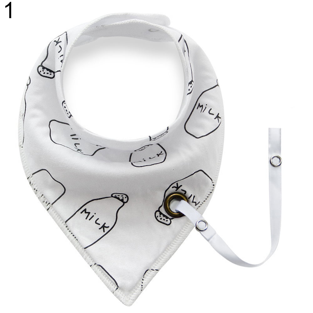 Baby Infant Toddler Cotton Triangle Bibs Saliva Towel with Pacifier Clip 