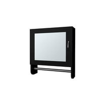Fm Furniture Pine Medicine Cabinet in Melamine With a Towel Bar And Included Mirror, Black