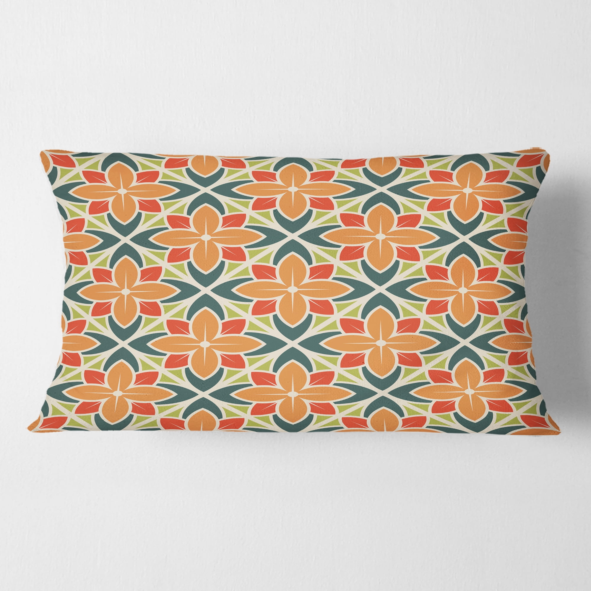 Designart Retro Floral Pattern IV' Mid-Century Modern Throw Pillow - 12x20