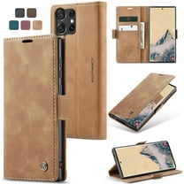 CaseMe Leather for Samsung Galaxy S25 Ultra 5G Case, Flip Wallet Leather Case with Card Holder Magnetic Closure Shockproof Kickstand Protective Phone Cases Cover for Samsung Galaxy S25 Ultra 5G 6.9"