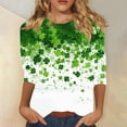 thumbnail image 1 of Xuyuer Womens 3/4 Sleeve St. Patrick's Day T-Shirts Crew Neck Spring Graphic Tee Tops Cute Tunic Tops Basic Tees Blouses Business Work Casual Tee Top Printed Graphic Tee Tops, 1 of 5