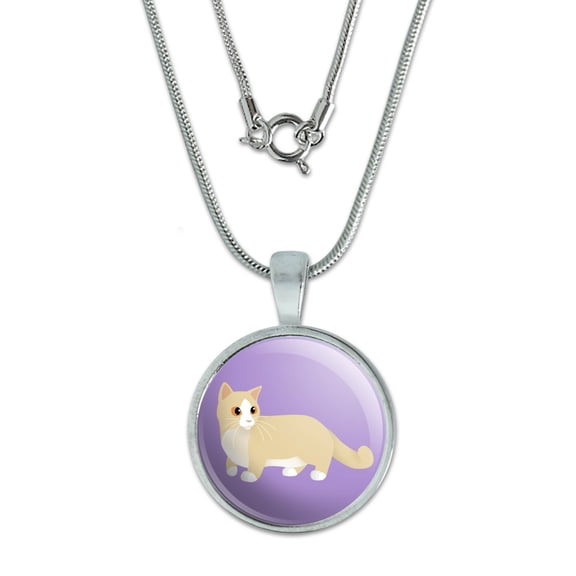 Munchkin Cat 0.75" Pendant with Sterling Silver Plated Chain