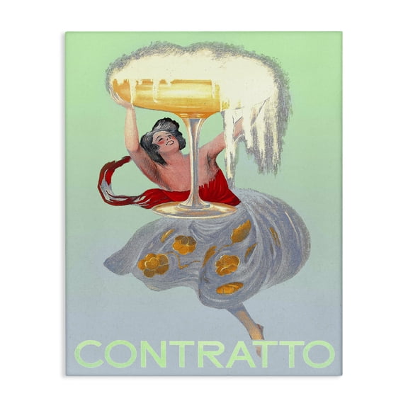 Stupell Industries Vintage Contratto Poster Advertisements Painting Wrapped Canvas Canvas Art Print Wall Art, 16 x 20