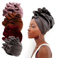 thumbnail image 2 of Women's Solid Color Ruffle Flower Turban Headwrap Hijab Hat Skull Cap Pilling Resistant Headscarf for Girls, 2 of 5
