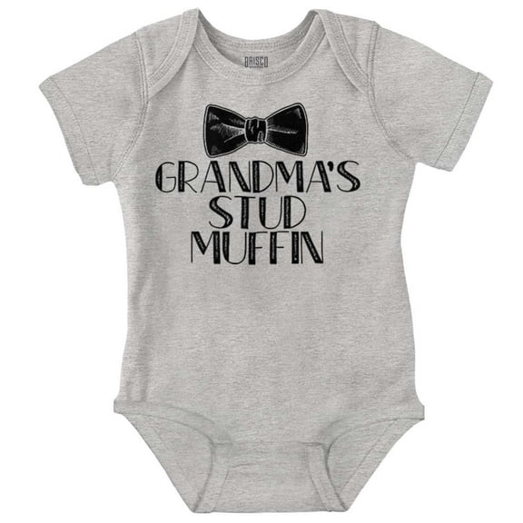 Grandma's Stud Muffin Cute Bow Tie Bodysuit Jumper Boys Infant Baby Brisco Brands 12M