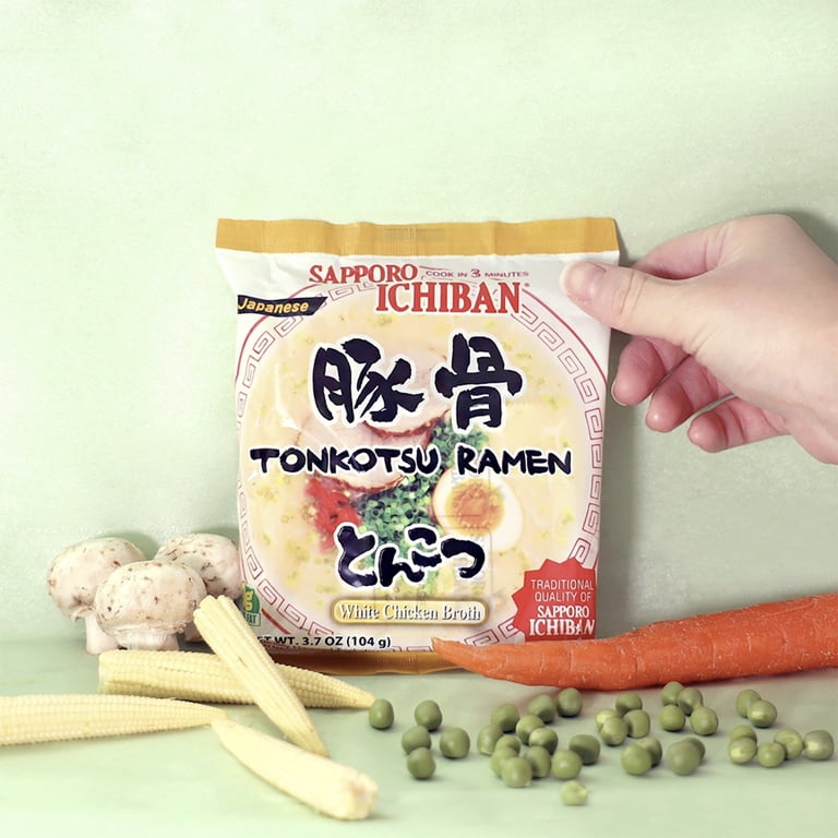 SAPPORO ICHIBAN Ramen Noodles, Tonkotsu Flavor, No 1 Tasting Japanese Instant Noodles 3 5 Oz 3 7 Ounce Pack Of 24