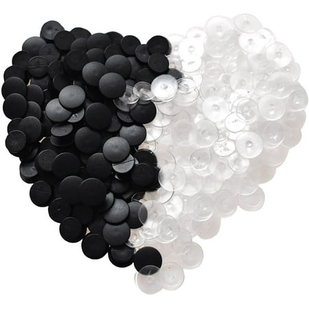

JLSJ 300 PCS Buckle Plastic Button 2 Colors Shoe Charm Buttons Round Buttons DIY Shoes Charm Accessories for Kids Charm Backs(Black Transparent)