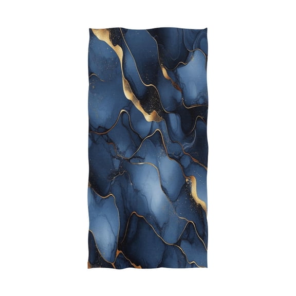 Qxltty Gilt Dark Blue Marbles Extra Large Bath Towel 32"x64" Super Soft Highly Absorbent Quick Dry Shower Towel for Hotel Bathroom Guest Spa Gym