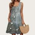 thumbnail image 6 of Viikei Womens Dresses Plus Size Clearance,Summer Dresses for Women Clearance under $10,Women Casual Loose Summer Printed Dress Sleeveless V-neck Top/shirt Set Gray M, 6 of 6