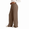 thumbnail image 3 of Wide Leg Sweatpants Female Baggy Drawstring Elastic High Waisted Palazzo Lounge Pants Brown L, 3 of 7