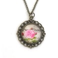 thumbnail image 3 of Romantic Pink Rose Necklace for Women - Antique Bronze - Gift for Gardener - Free Shipping, 3 of 6