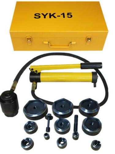 15ton 16-101mm  Hydraulic Knockout Punch Kit Hand Pump 10 Dies Tool Hydra 