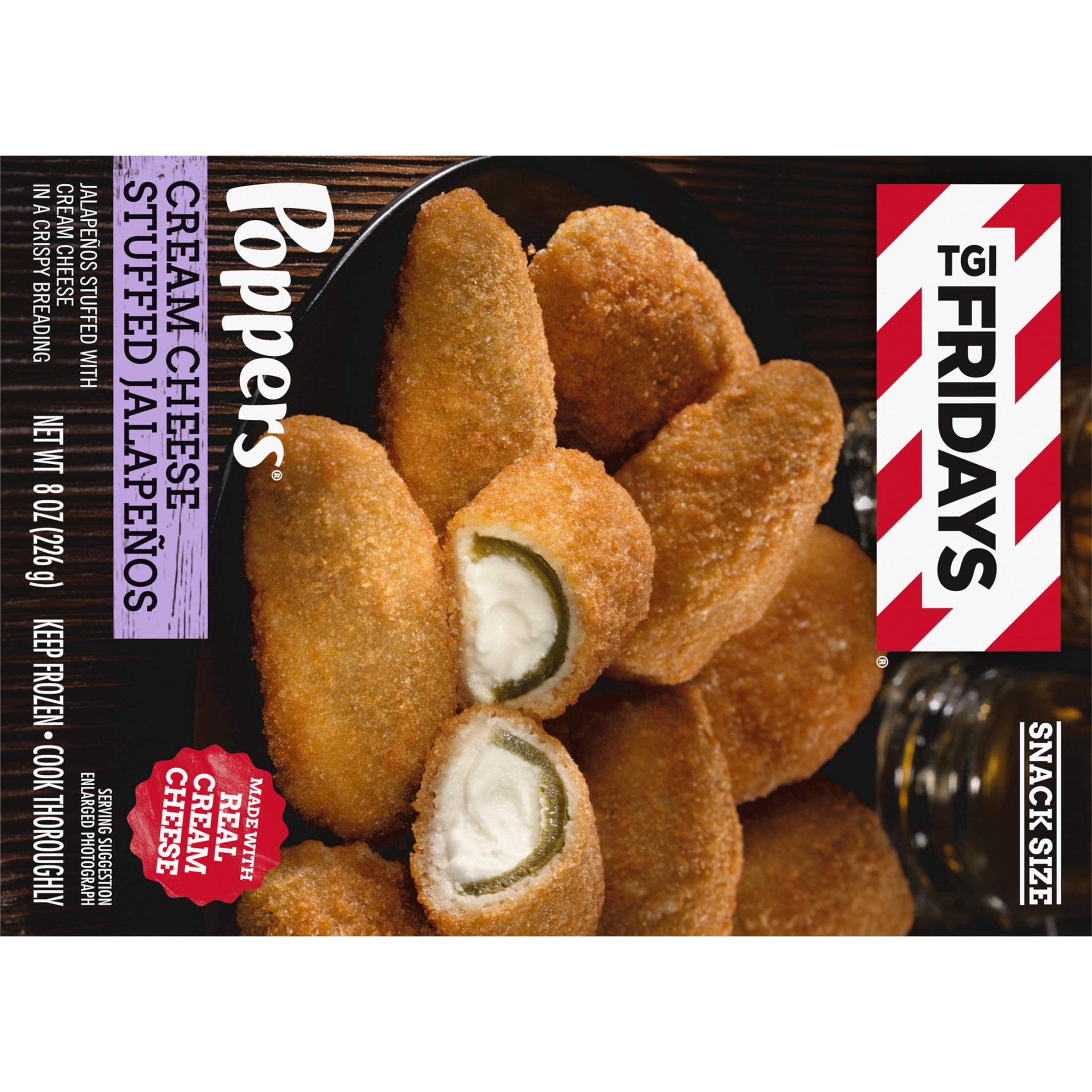 TGI Fridays Frozen Appetizers Cream Cheese Stuffed Jalapeno Poppers, 8 oz Box Regular