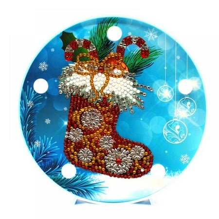 

Christmas Diamond Painting Night Lights Christmas Stockings Painting Lamp Kits Partial Drill Special Shape Christmas Bedside Lamp for Home Decor Xmas Birthday Gift