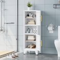 thumbnail image 3 of Metal Bathroom Storage Cabinets with Doors and Shelves for Floor Freestanding Black White, 3 of 6
