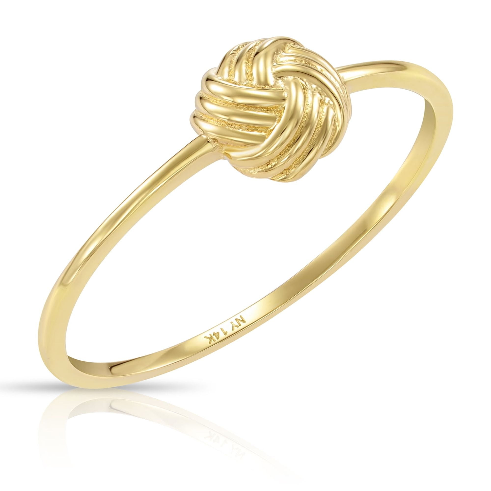 Tilo Jewelry 14K Yellow Gold Dainty Love Knot Promise Band Ring | Size 5 | Minimalist Everyday Ring for Women & Unisex