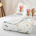 thumbnail image 4 of Manfei Kawaii Ice Cream Quilt King 3 Pieces,Cartoon Desserts King Coverlet Set,White Pink,1 Bedspread and 2 Pillowcases, 4 of 7