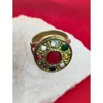 God Of Wealth Magic Become Rich Attract Money Pagan Ring | Most Powerful & Divine | Handmade Round Multicolor Gemstone Ring