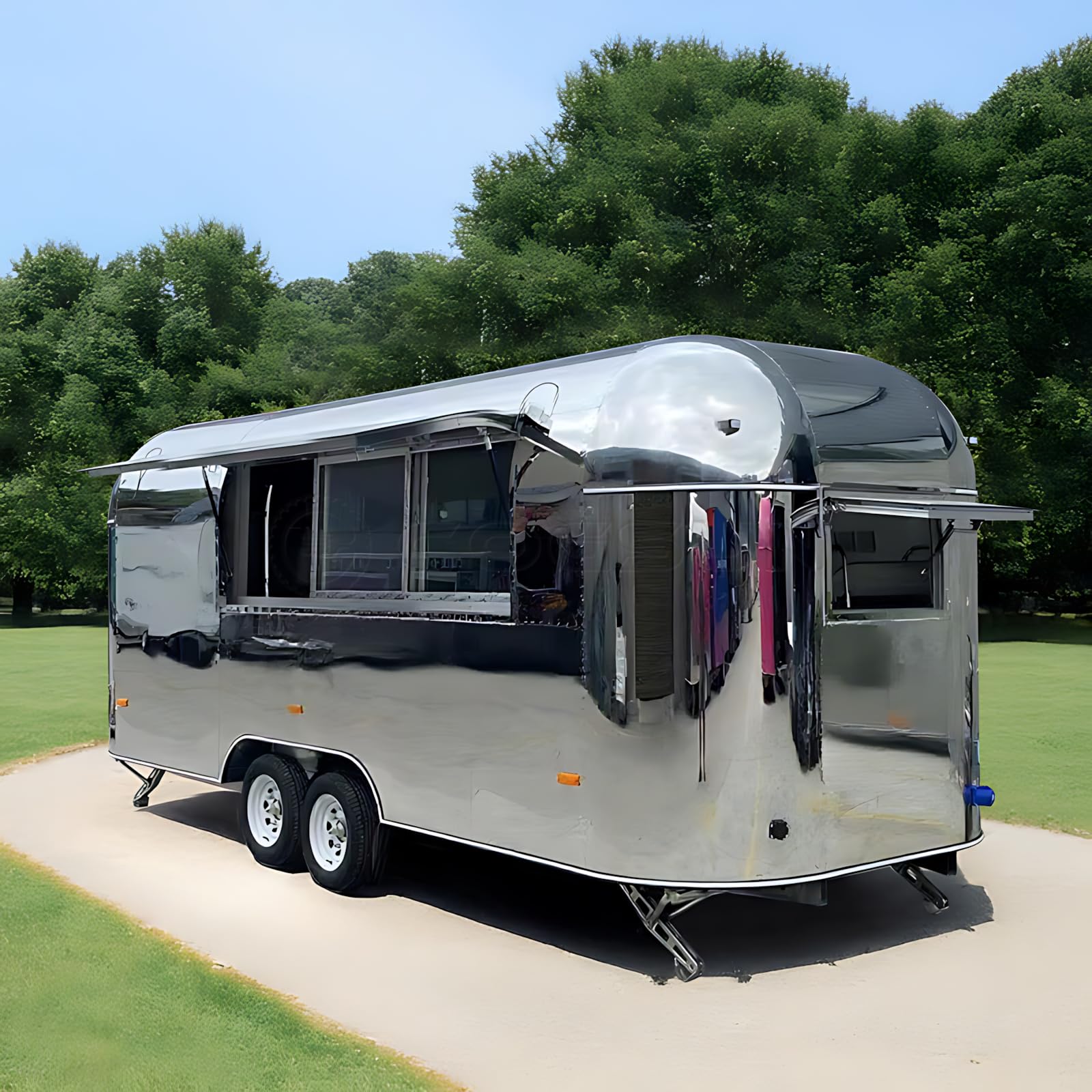 Stainless Steel Mobile Food Cart for Outdoor Catering and Commercial Kitchen Use