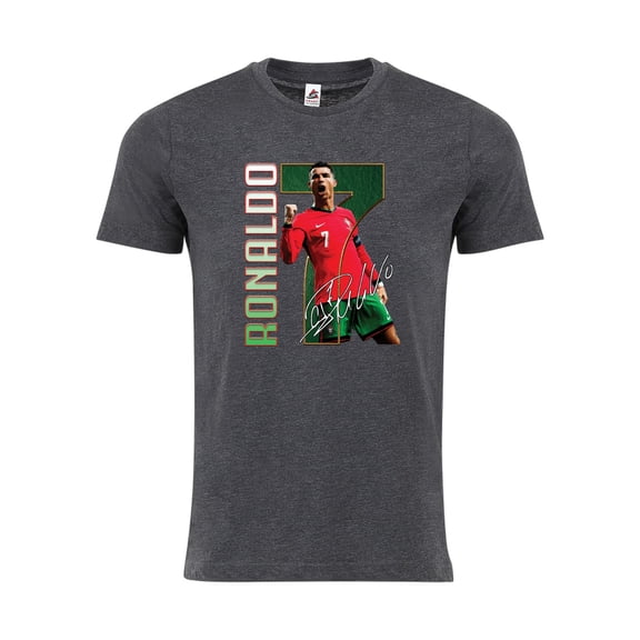 Portugal #7 Soccer Fan T-Shirt – Adult Unisex Cotton Tee – Short Sleeve - Charcoal - L