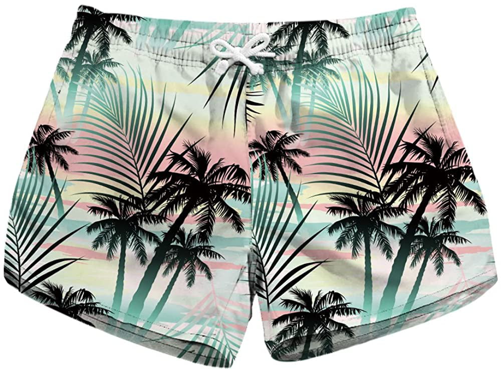 Honeystore Womens Casual Swim Trunks Quick Dry Print Boardshort Beach Shorts 