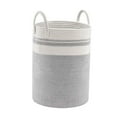 thumbnail image 2 of Cesta de almacenamiento bohemia de cuerda tejida para apartamentos y cuartos de servicio. blanco y gris, 2 of 9