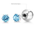 thumbnail image 6 of Gem Stone King Platinum Swiss Blue Topaz Stud Earrings for Women Men (0.71 Cttw, Gemstone November Birthstone, Round 4MM), 6 of 6