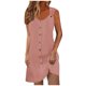 thumbnail image 1 of Camisón de poliéster para mujer, vestido de tirantes con cuello en V y botones para vacaciones de primavera y verano., 1 of 7