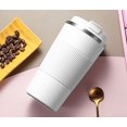 thumbnail image 2 of Taza de viaje de café con aislamiento al vacío de acero inoxidable para bebidas heladas y bebidas calientes, vasos de viaje de doble pared con tapa a prueba de derrames, regalo para el automóvil para, 2 of 4