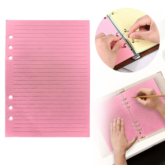 SeekLGT A5 Pink Lined Filler Paper 6 Hole Punched 120GSM Thick Loose Leaf Paper Planner Inserts for Notebook Journal 50 Sheets